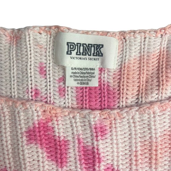 Victoria’s Secret PINK Cropped Knit Sweater Womens Size Small Light Dark Tie Dye - Picture 7 of 11